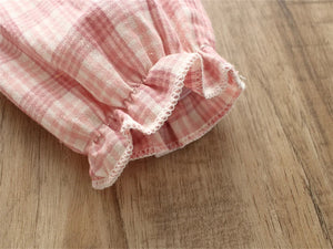 Ju Ju Jam Baby Girls Checkered Romper Set - Adorable frill romper with a coordinating headband, perfect for a trendy look.