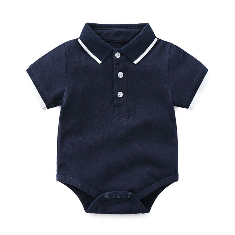 Classic Blue Polo Baby Boy Romper