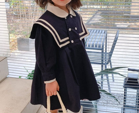 Classy Oversized Girls Collared Dress - Stylish and comfortable oversized dress with a sophisticated collar for baby girls, ideal for both casual and formal events, available at Ju Ju Jam.