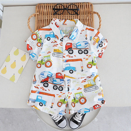 Ju Ju Jam Colourful Vehicles Boys Co-ord Set - Fun and vibrant outfit featuring a playful vehicles print.