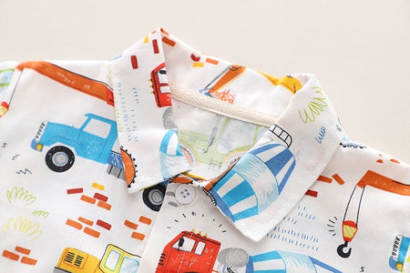 Colourful Vehicles Co-ord Set for Boys by Ju Ju Jam - Bright and playful outfit with a fun vehicle print."