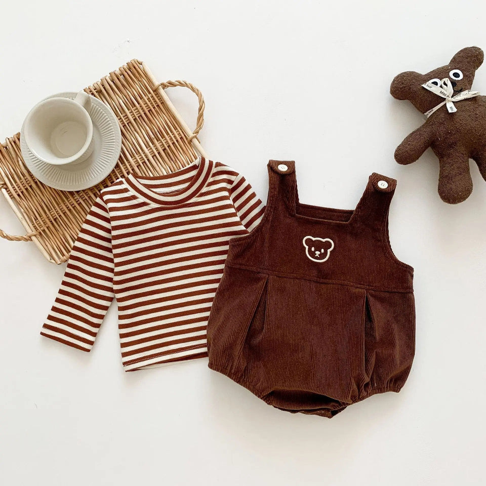 Boys and Girls Corduroy Dungaree Romper Set by Ju Ju Jam - Versatile romper set made from soft corduroy