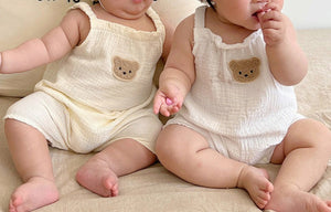 Cotton Gauze Newborn Girls Jumpsuit by Ju Ju Jam - Soft and breathable jumpsuit for newborn girls.