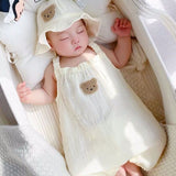 Newborn Girls Cotton Gauze Jumpsuit by Ju Ju Jam - Cozy and gentle jumpsuit for delicate skin.