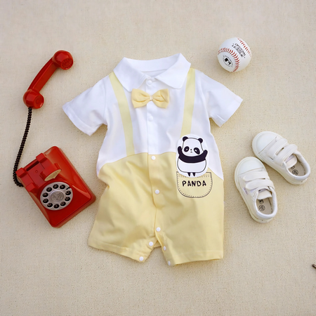 Cute Panda Baby Boys Bow Romper
