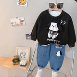 Cute Puppy Girls and Boys Sweatshirt and Denim Set