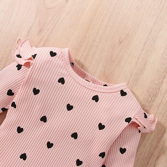 Adorable ruffle sleeves baby girls romper and pant set with head bow by Ju Ju Jam – cute and comfy outfit for everyday wear or special events.