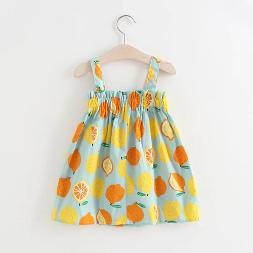 Delicate Lemon Girls Dress - Sweet and stylish lemon print dress for baby girls, perfect for sunny days, available at Ju Ju Jam.