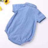 Matching Denim Romper for Boys and Girls by Ju Ju Jam - Trendy and versatile romper in denim fabric.