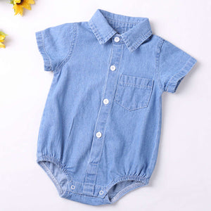 Ju Ju Jam Denim Romper for Boys and Girls - Coordinated outfit featuring a classic denim design.