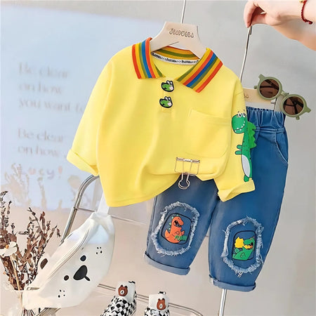 Dino Adventure Boys T-shirt and Denim Set