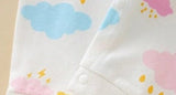 Dreamy Clouds romper for babies, featuring a whimsical cloud design, available at Ju Ju Jam.