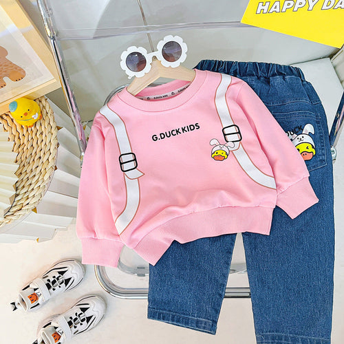 Duck backpack sweatshirt and denim girls set by Ju Ju Jam