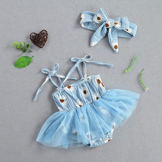 Ju Ju Jam Elegant Lace Baby Romper Dress Set - Stylish baby girl’s romper with lace details and hat.