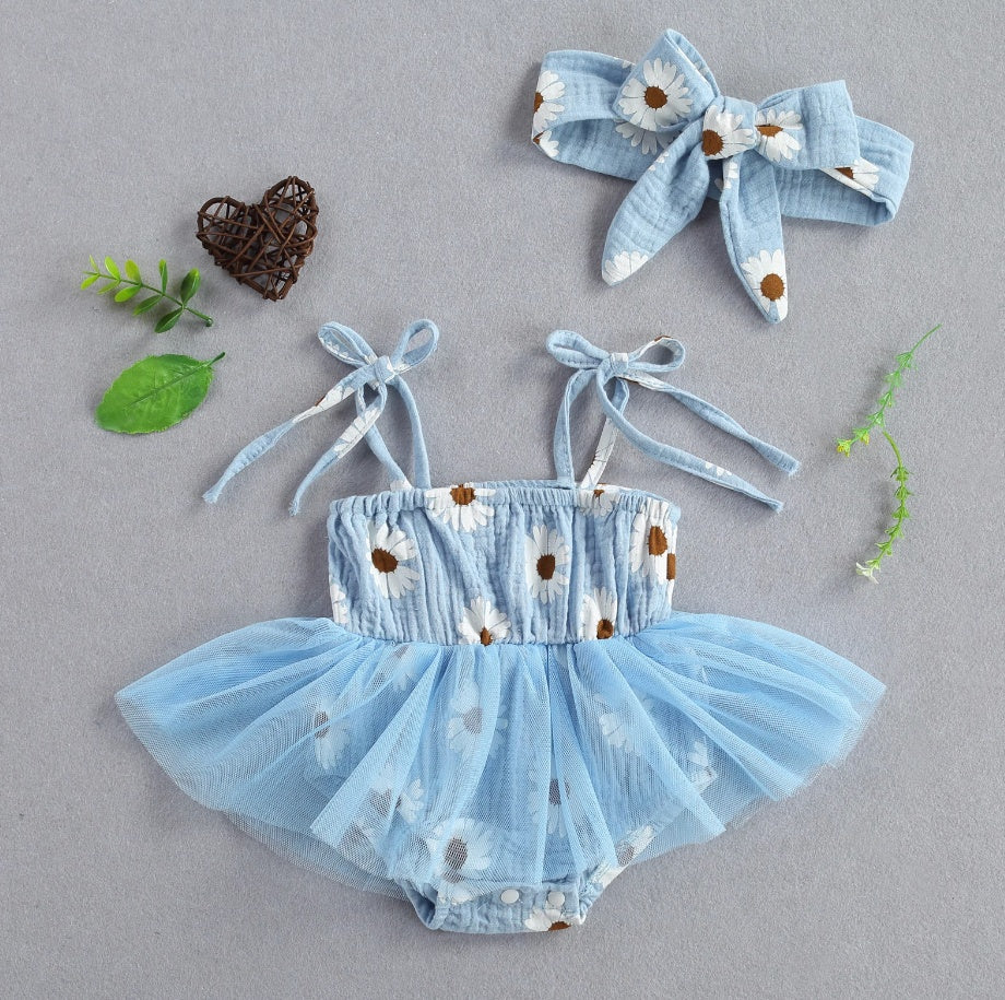 Elegant Lace Baby Romper Dress and Hat Set by Ju Ju Jam - Chic white romper dress with matching lace hat.
