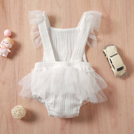 Stylish Girls Party Romper with Delicate Embroidery by Ju Ju Jam