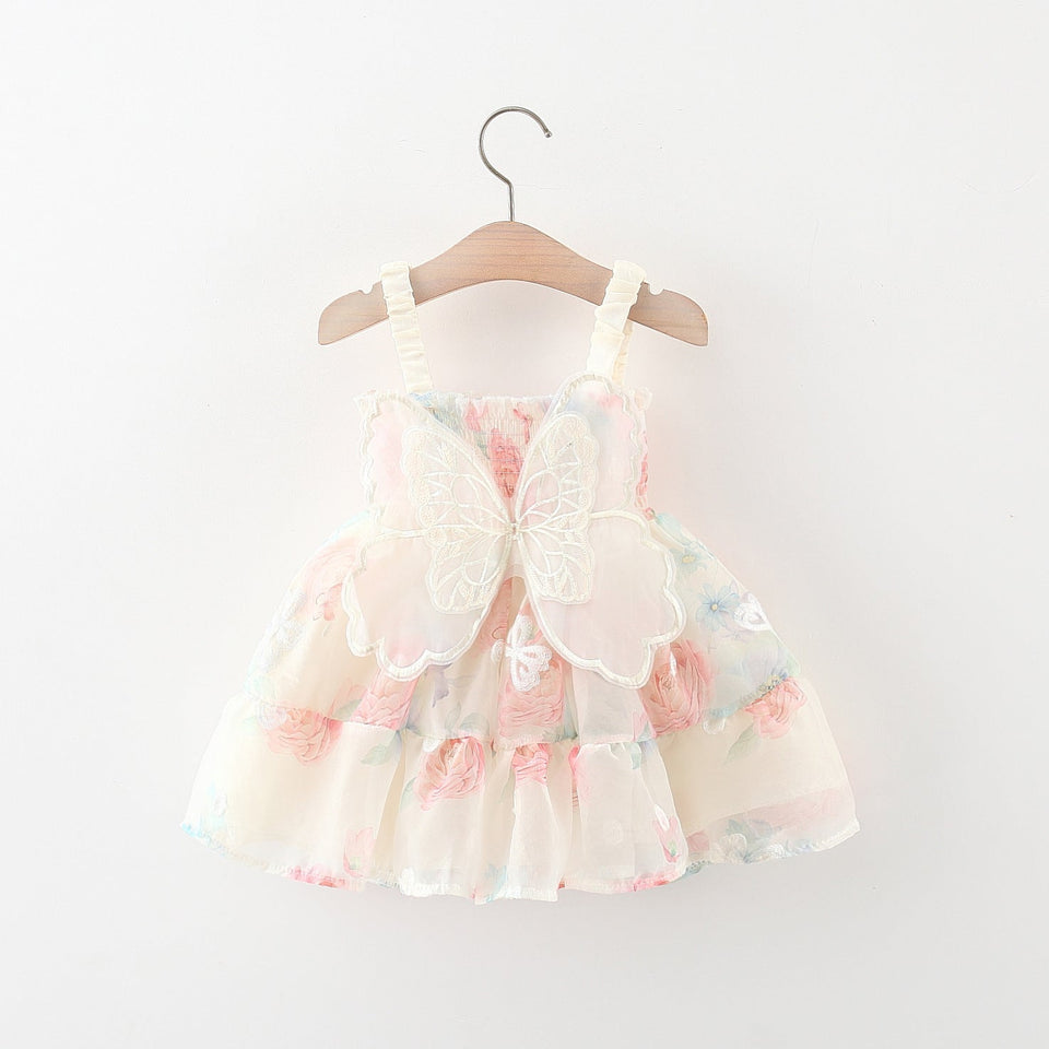 Floral Fairy Wings Girls Dress