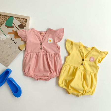 Ju Ju Jam Baby Girls Comfy Romper - Featuring a playful flower print for a charming and comfortable everyday outfit.