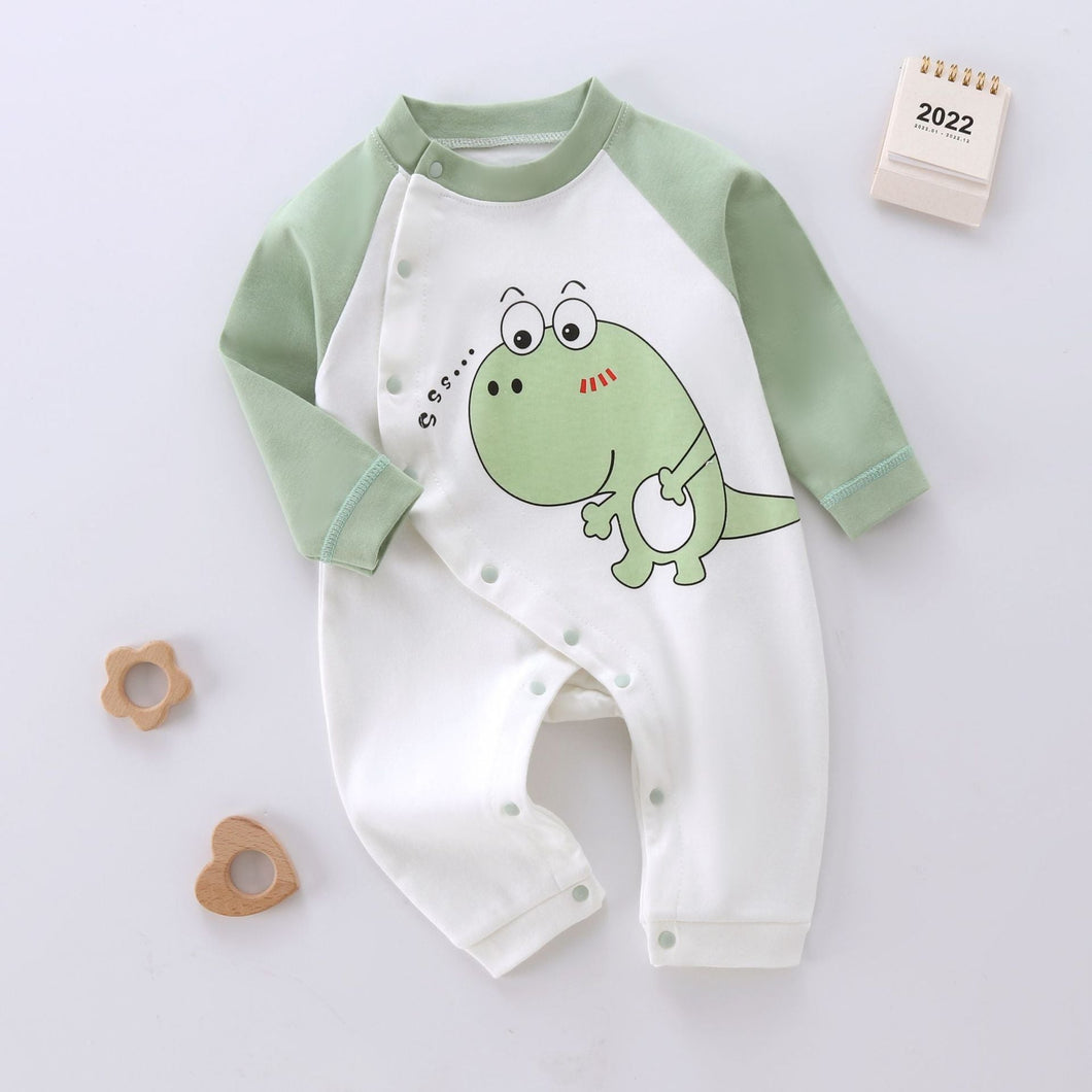 Baby boy and girl in a Frog Printed onesie romper from Ju Ju Jam