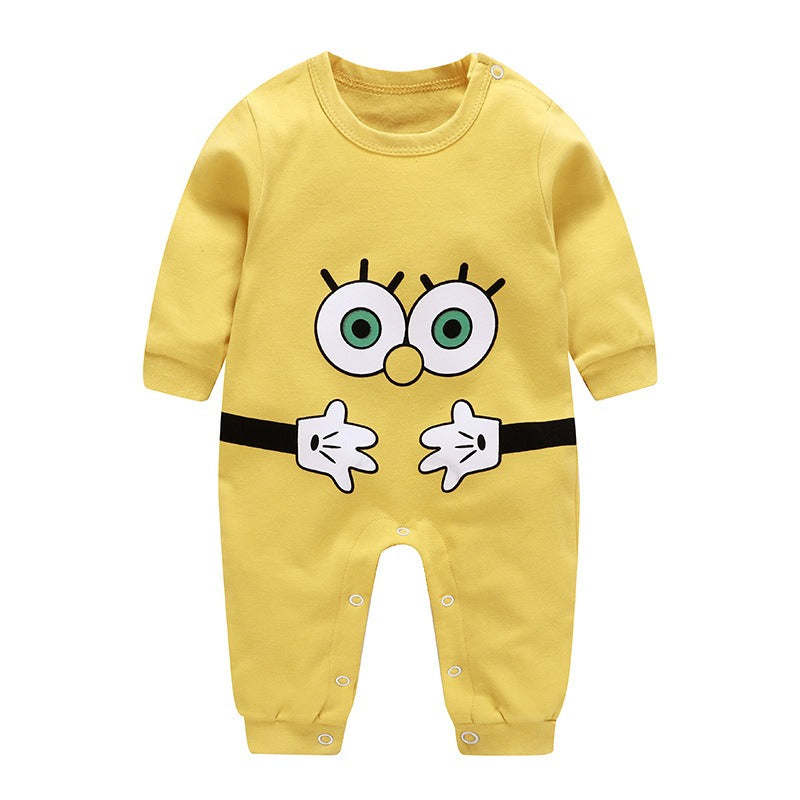 Happy baby in yellow romper from Ju Ju Jam