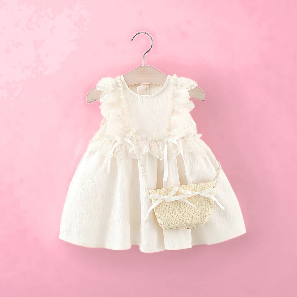 Lace Girls Calm Dress With Sling Bag