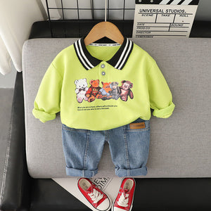 Ju Ju Jam Green Cozy Animals Friends Boys Set - Comfortable outfit featuring a cute animal friends design.