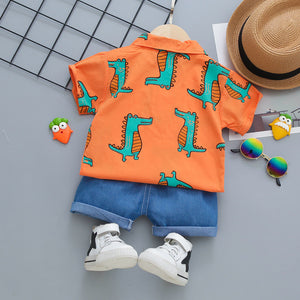 Ju Ju Jam's Yellow Dino Shirt and Bottom Set - Ideal for casual outings and playdates