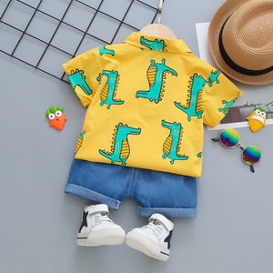 Adorable Yellow Dino Shirt and Bottom Set by Ju Ju Jam - Perfect for little adventurers