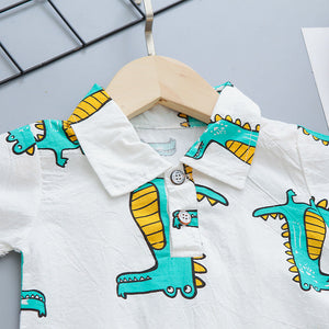 Ju Ju Jam's Yellow Dino Shirt and Bottom Set - Dinosaur-themed attire for young explorers