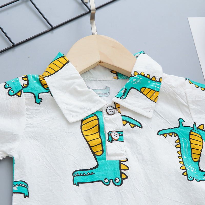 White Dino Shirt and Bottom Set for kids by Ju Ju Jam - Comfortable and trendy attire