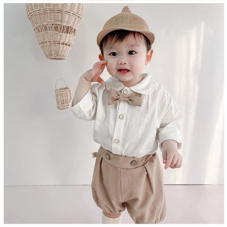 Handsome Baby Boys Shirt and Pant Set by Ju Ju Jam - Trendy and comfortable set perfect for formal or casual occasions.