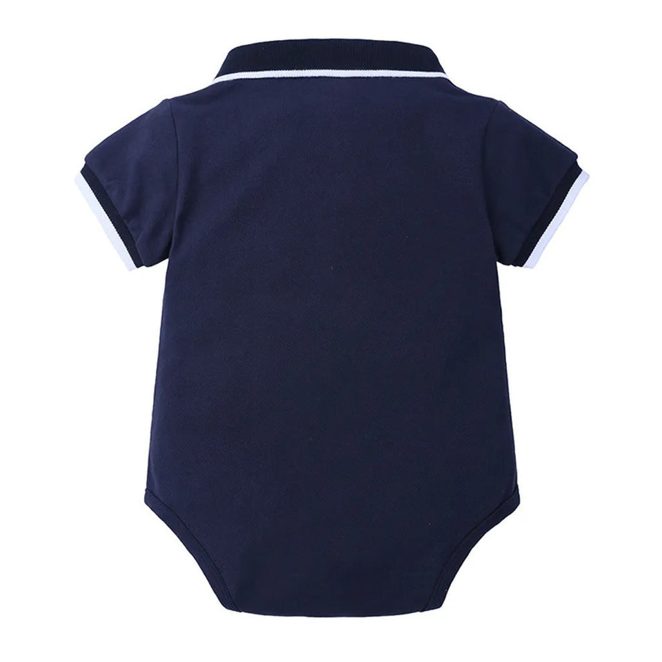 Classic Blue Polo Baby Boy Romper