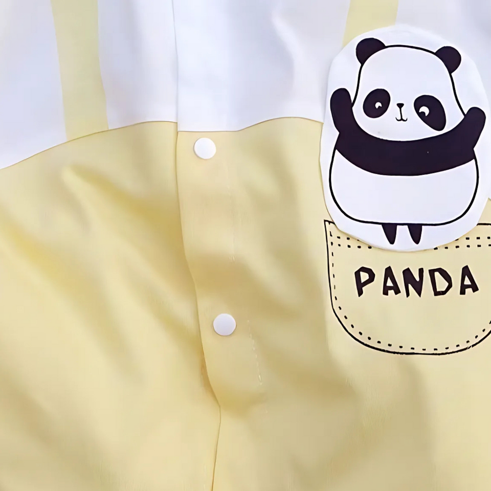 Cute Panda Baby Boys Bow Romper