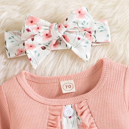 Baby girls bowknot dress romper set with headband - a delightful and trendy outfit for your little one, exclusively at Ju Ju Jam.