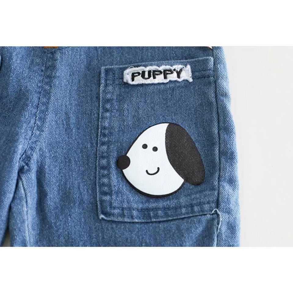 Cute Puppy Girls and Boys Sweatshirt and Denim Set