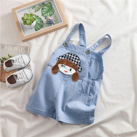 Light Denim 3D Girls Jumpsuit by Ju Ju Jam - Stylish jumpsuit with 3D details for a playful and trendy look.