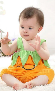 Little Pumpkin romper for baby girls, featuring a cute cap, available at Ju Ju Jam.