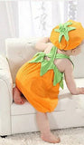 Infant dressed in a Little Pumpkin romper with cap, perfect for a playful look from Ju Ju Jam