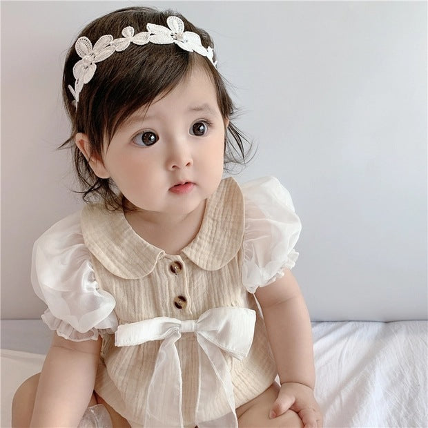 My Lady romper for baby girls featuring a stylish bow, available at Ju Ju Jam.