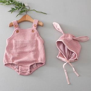 Sleeveless Romper with Rabbit Hood