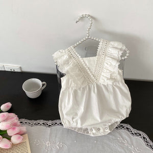 Elegant Ruffled White Romper for Babies - Ju Ju Jam