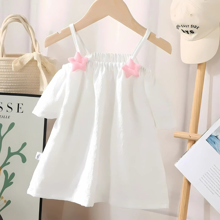 Off-Shoulder 3D Stars Girls Dress