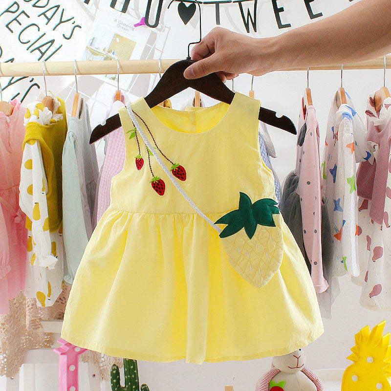 Pineapple girls dress with sling by Ju Ju Jam