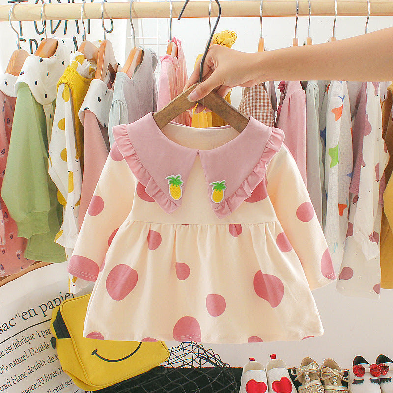 Pink Polka Pineapple Girls Dress by Ju Ju Jam