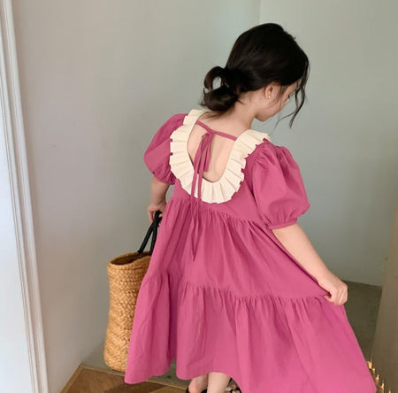 Vintage-style Pink Classy Girls Dress - Beautifully crafted dress for baby girls, combining classic elegance with modern charm, at Ju Ju Jam.