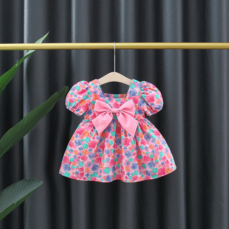 Ju Ju Jam girls' dress with puff sleeves and a bow detail