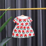 Charming Red Dress with Sling and Flower Design for Girls - Features a bright red color, floral patterns, and a sling strap for a trendy look, ideal for celebrations, at Ju Ju Jam.