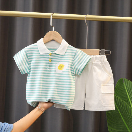 Boys' Sea Striped Collar outfit from Ju Ju Jam, including a stylish shirt with a striped collar and coordinating pants.