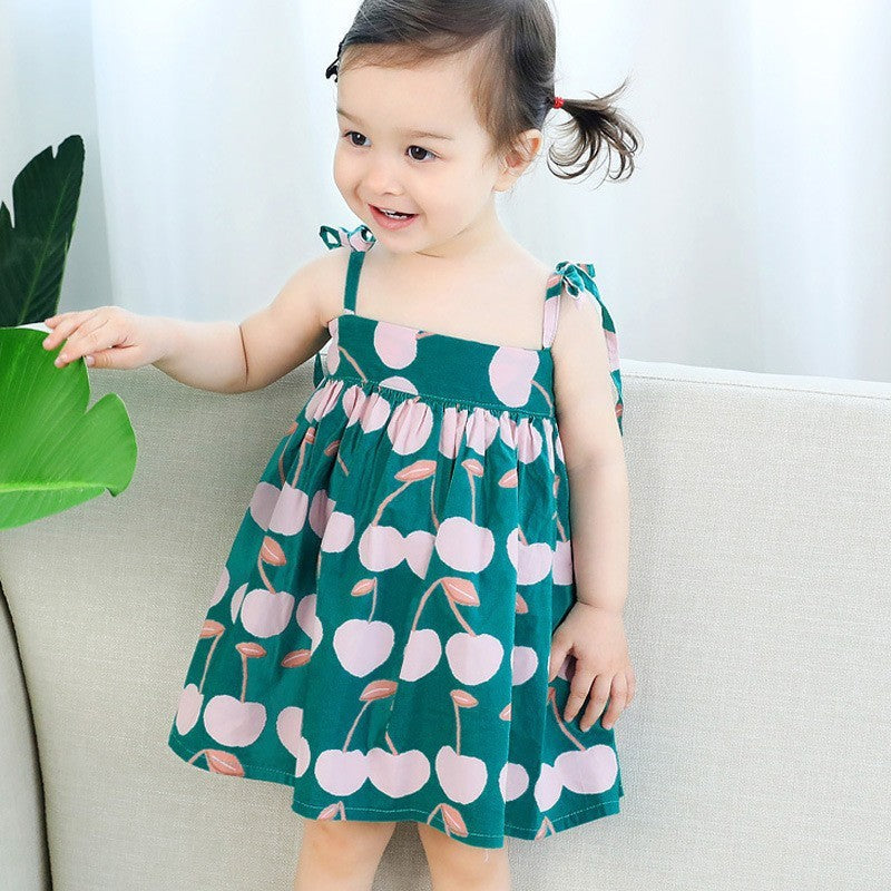 Shoulder Knot Printed Girls Dress - Adorable dress with shoulder knot details and vibrant prints for baby girls, available at Ju Ju Jam.