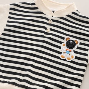 Ju Ju Jam boys' set with a striped pattern and astronaut bear design, perfect for adding a touch of whimsy to casual wear.